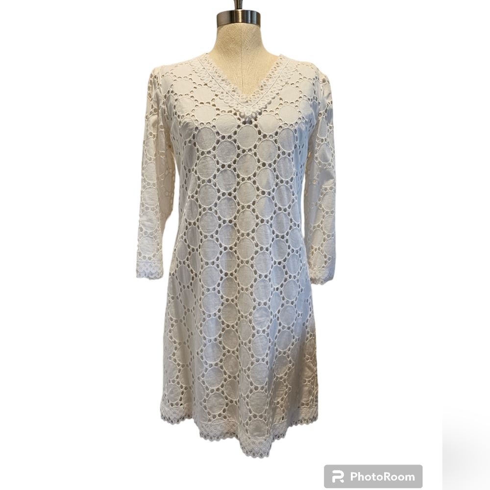 NWT LONDON TIMES White Eyelet Lace Dress | SZ 6